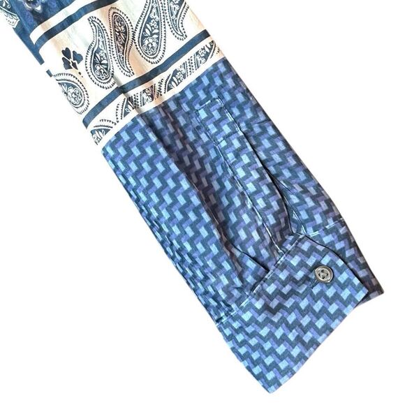 Ann Taylor Paisley Foulard Scarf Prink Silk Blend Long Sleeve Button Top Small - Picture 2 of 7